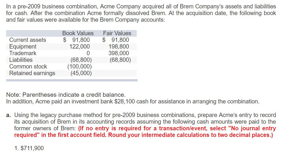 Record the acquisition date fair values. $498,900 How would these journal