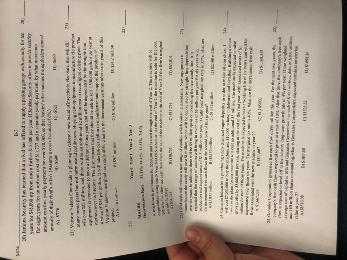  Name 20) B-3 20) Jenkins Security has learned that a rival