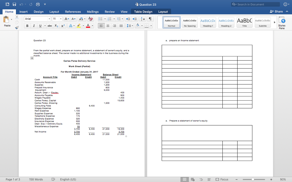 Question 23 Q Search in Document Home Insert Design Layout References