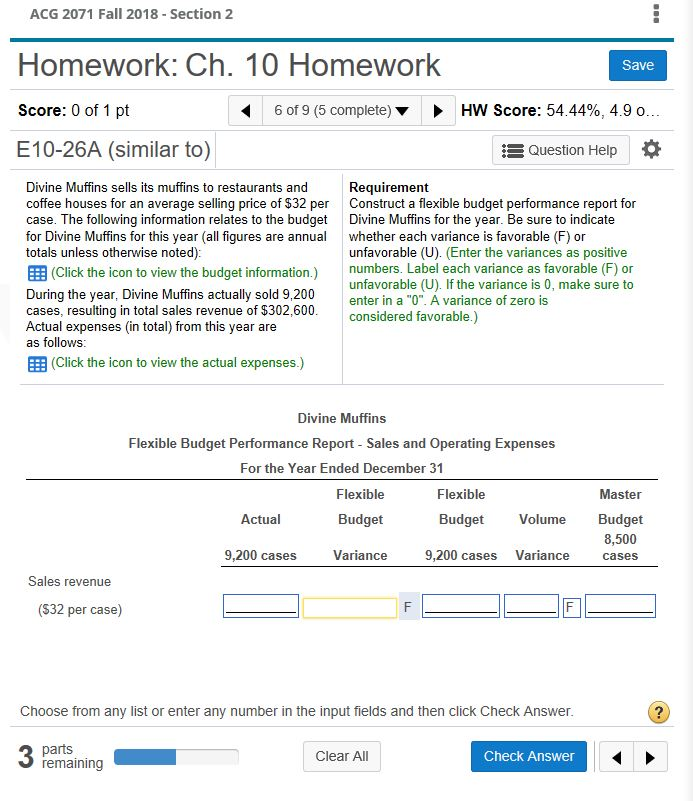  ACG 2071 Fall 2018 Section 2 Homework: Ch. 10 Homework Save