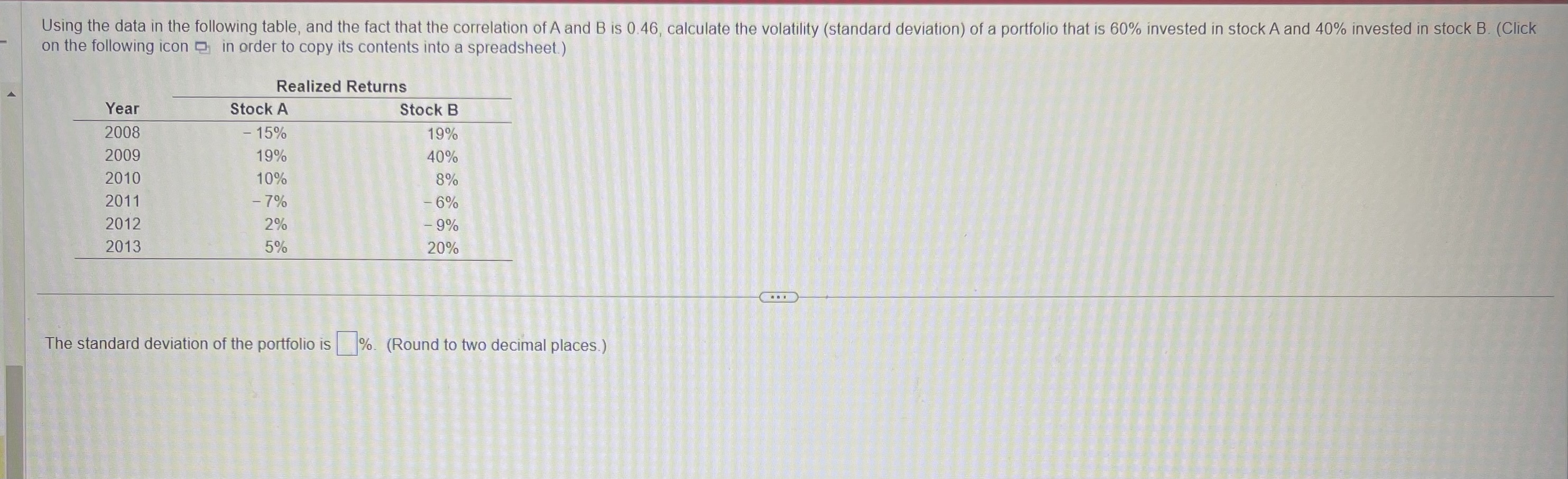  Using the data in the following table (I attached image), and