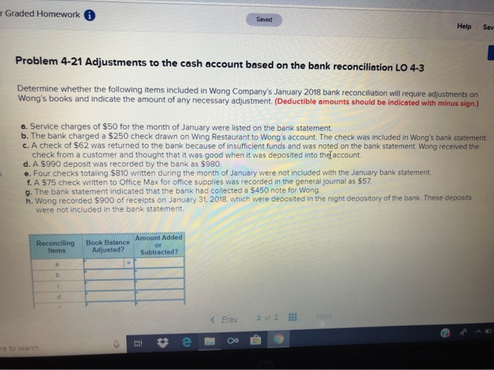  Graded Homework A Saved Help Sav Problem 4-21 Adjustments to the