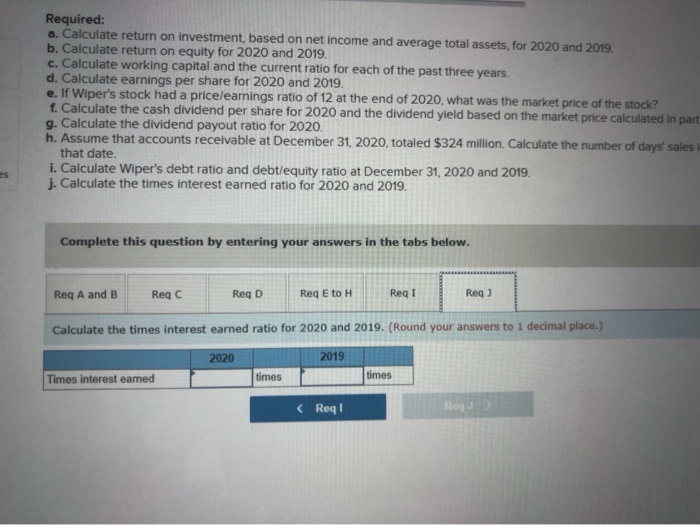and Other Data For the year Ended December 31, 2020 and 2019