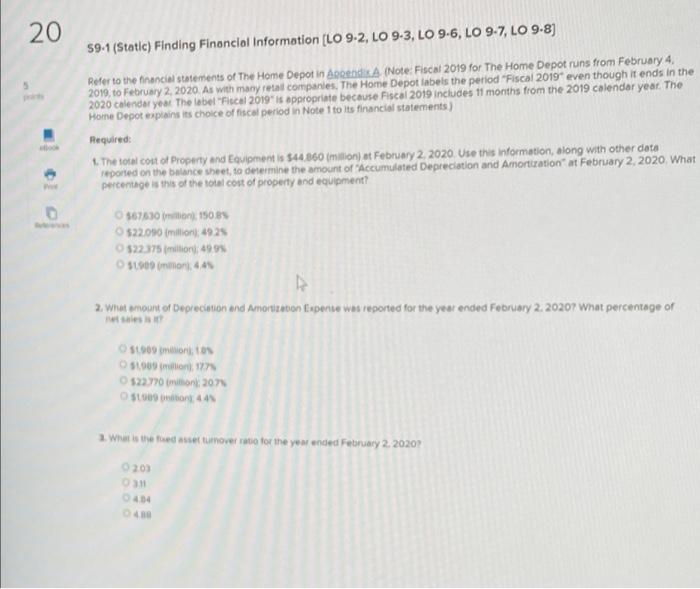 20 59.1 (Statlc) Finding Financial Information (LO 9-2, LO 9-3, LO