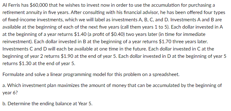 I need to solve this using Solver in Excel (needs the objective,