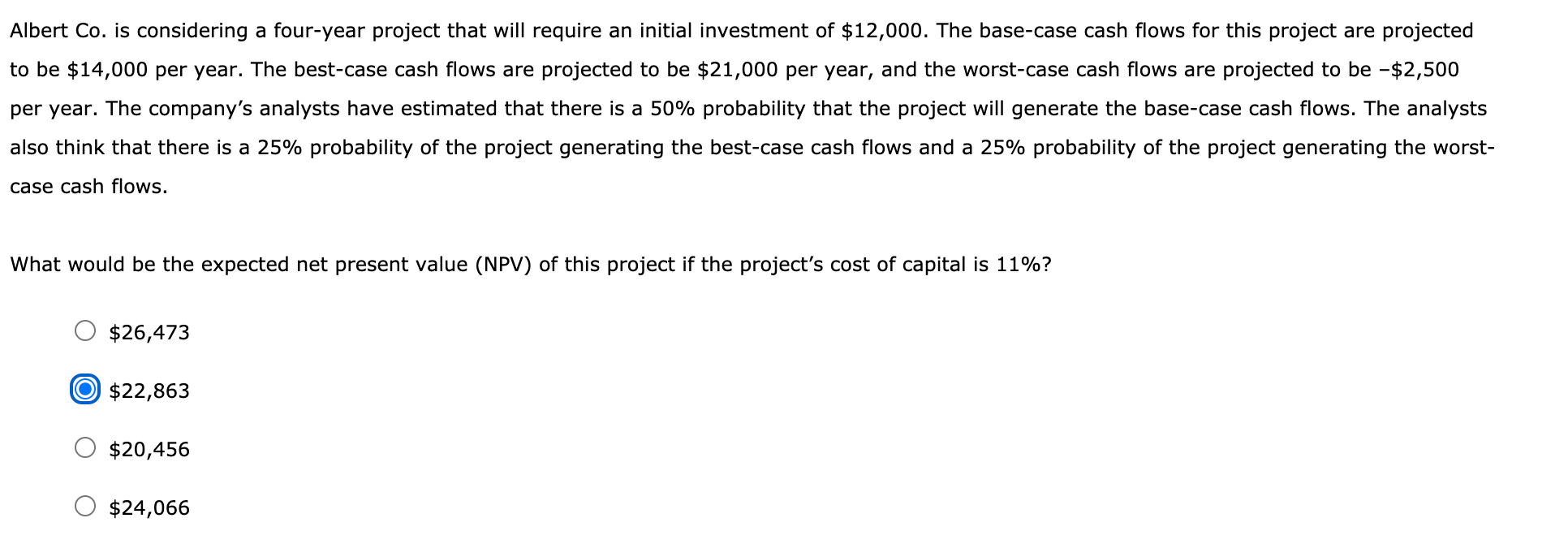  Albert Co. is considering a four-year project that will require an