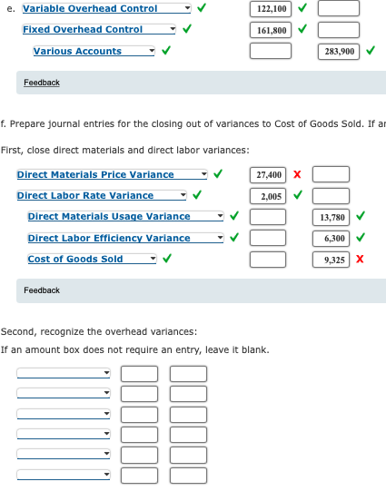 2.25 Direct Materials, Direct Labor, and Overhead Varlances, Journal Entries Algers Company