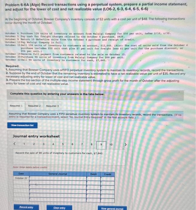October, Bowser Company's imventory consists of 52 units with a cost per