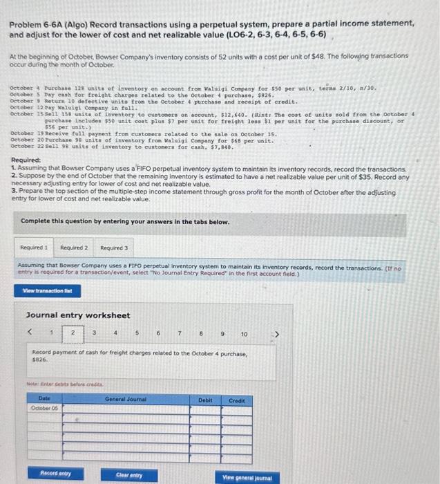 partial income statement, and adjust for the lower of cost and net