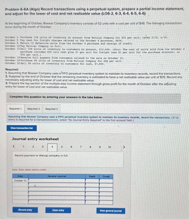 Bowser Company's inventory consists of 52 units with a cost per unit