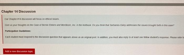  Chapter 14 Discussion Our Chapter 14 discussion wit focus on ethical