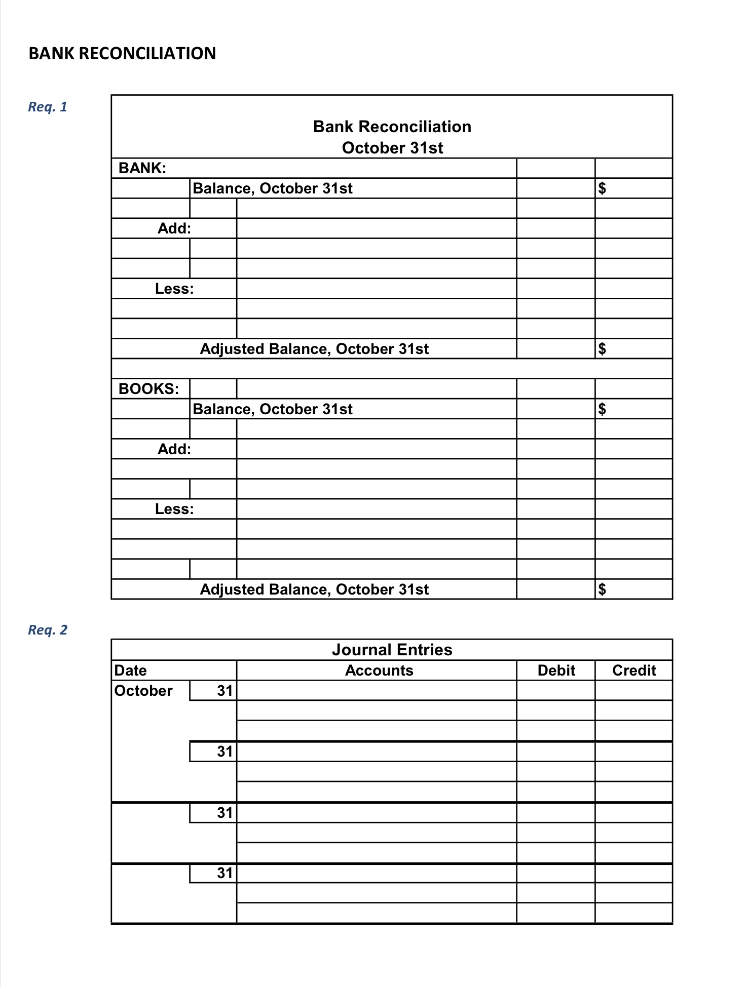 Cartwright Corp. using the information below. The reconciliation form is on the