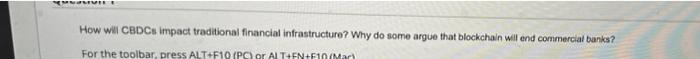  How wil CBDCs impact traditional financial infrastructure? Why do some argue