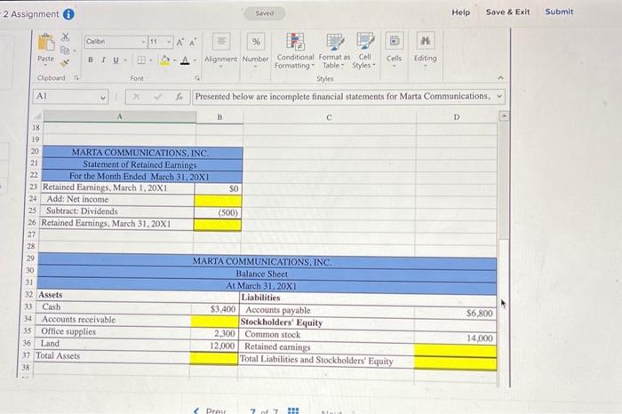 understand how the financial statements are linked. HOME Calibri BIU E INSERT