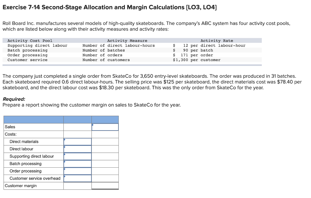  Exercise 7-14 Second-Stage Allocation and Margin Calculations (LO3, LO4) Roll Board