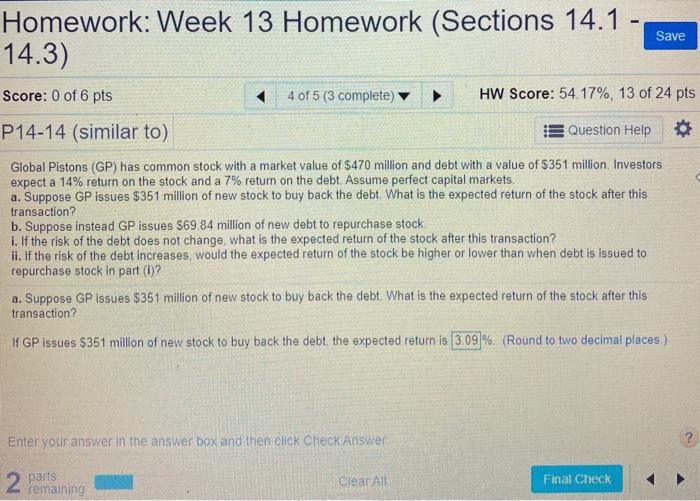  Homework: Week 13 Homework (Sections 14.1 14.3) Save Score: 0 of