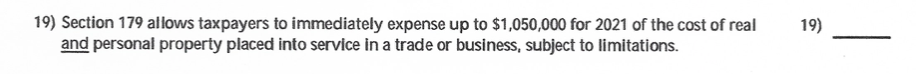 expenditures because of the immediate tax benefit. 8) 9) A taxpayer owns