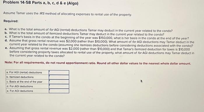 information applies to the questions displayed below.] Tamar owns a condominium near