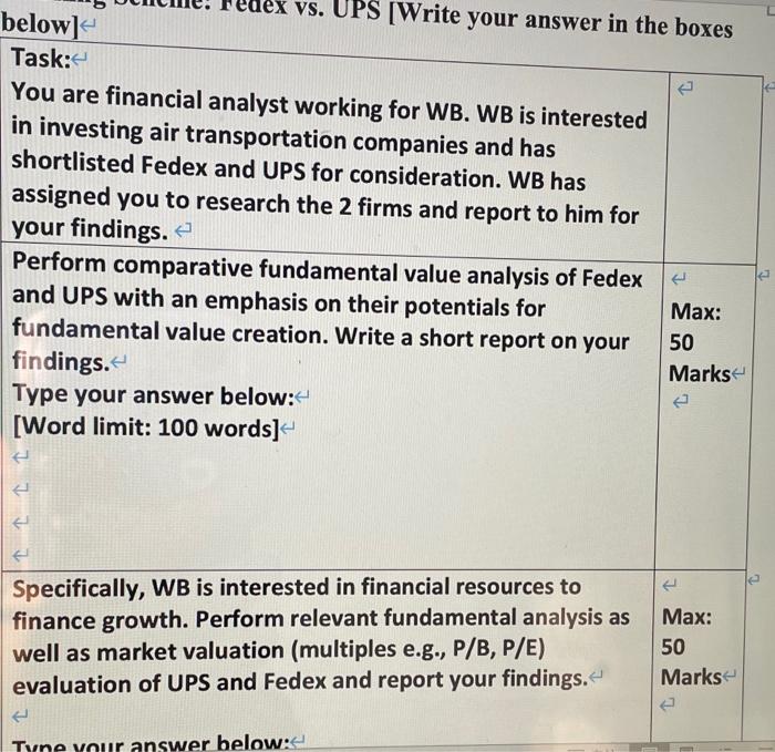  Evex vs. UPS [Write your answer in the boxes below] Task: