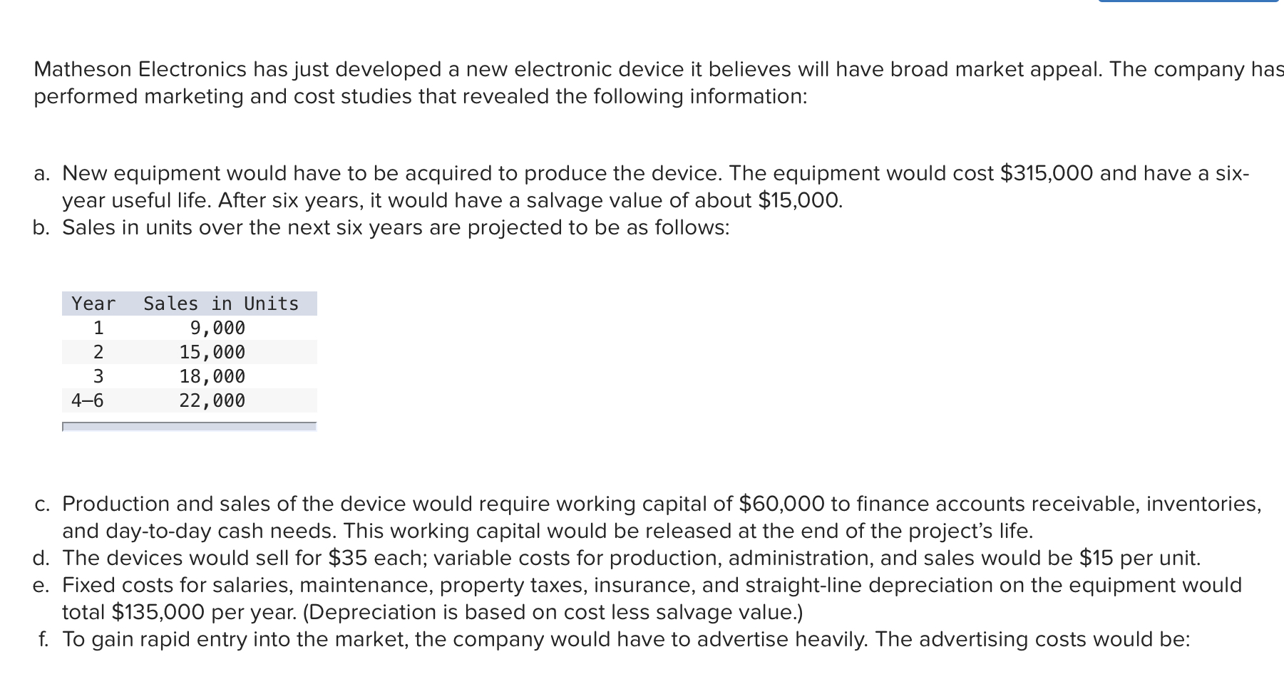  Matheson Electronics has just developed a new electronic device it believes