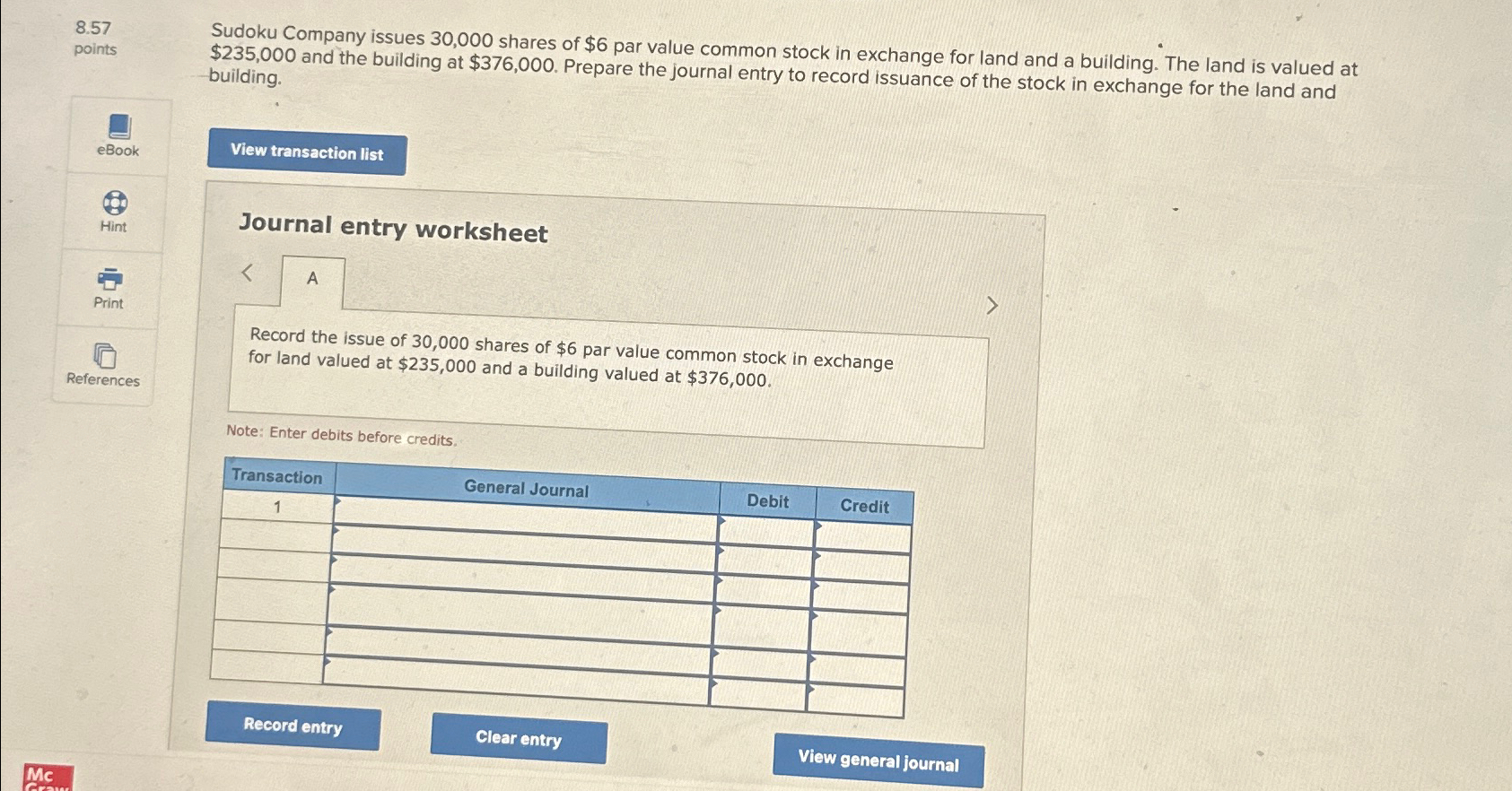  8.57 points Sudoku Company issues 30,000 shares of $6 par value