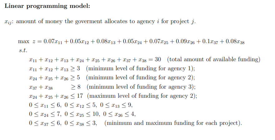 the Section; Solve and Analyze the Problem Due Dec. 8th (1) Government