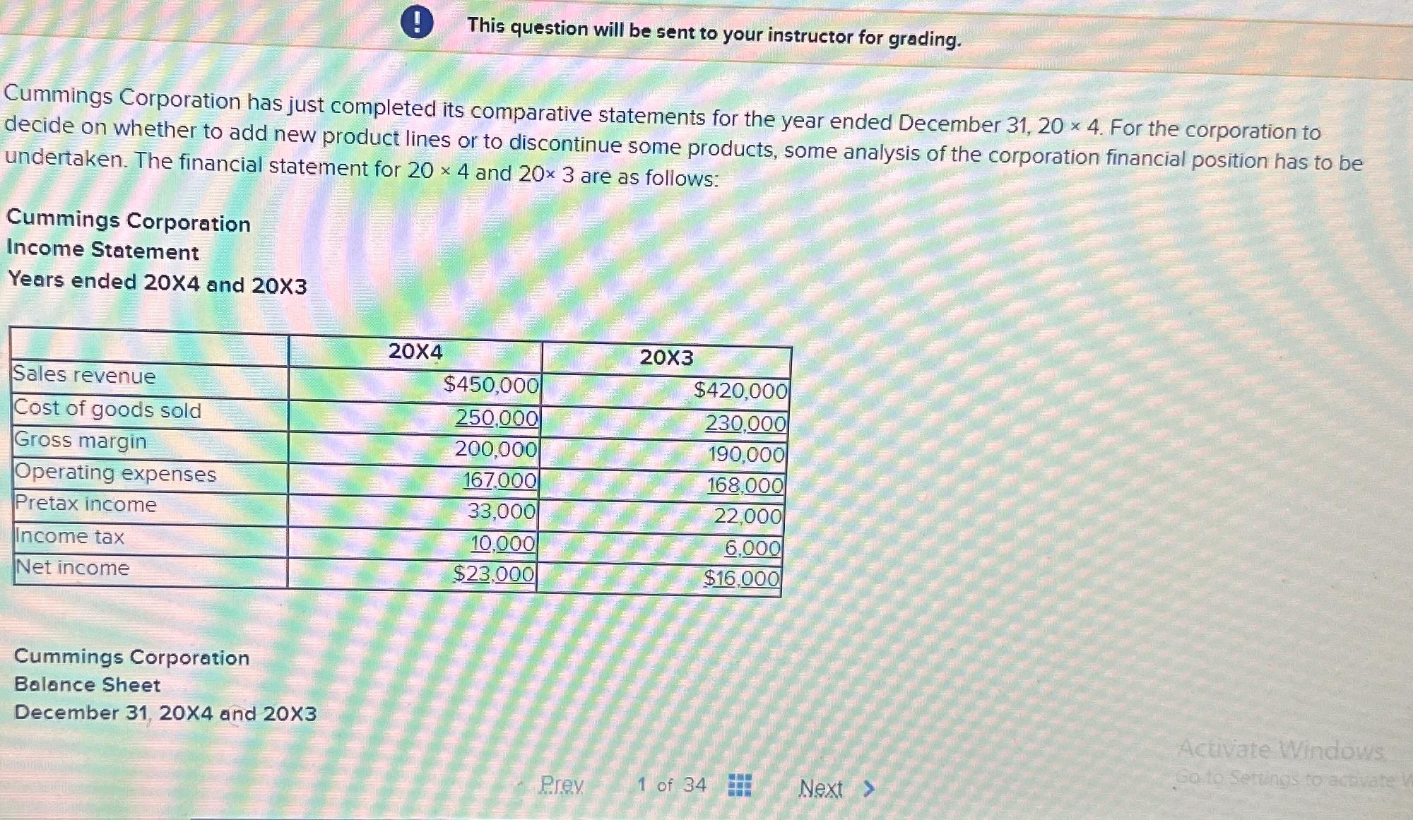  This question will be sent to your instructor for grading. Cummings