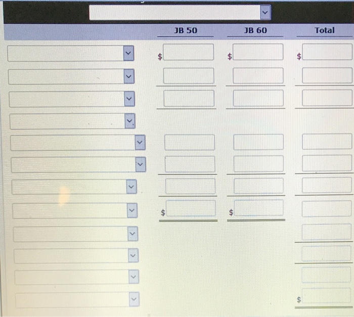 materials pounds Cost per pound 33,100 16,400 4,900 14,900 $4 $3 Direct
