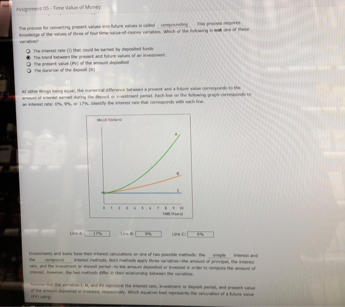  Assignment 05-Time Value of Money The process for converting present values