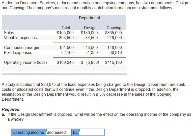  Anderson Document Services, a document creation and copying company, has two