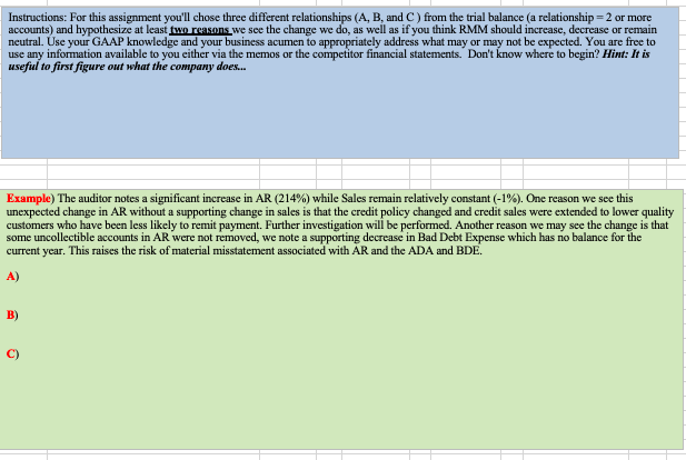 Instructions: For this assignment you'll chose three different relationships (A, B,
