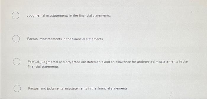 misstatement in the financial statements, the auditors accumulate Judgmental misstatements in the