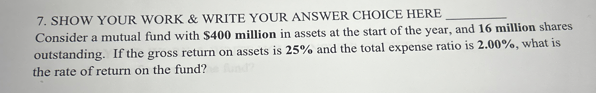  SHOW YOUR WORK & WRITE YOUR ANSWER CHOICE HERE q, Consider