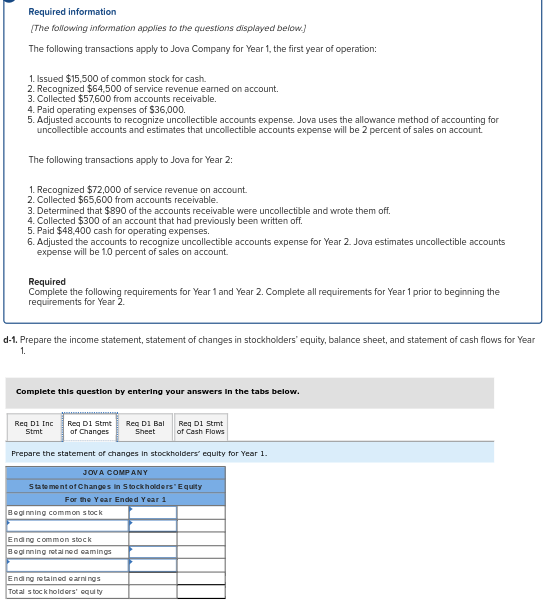Required information [The fovowing information applies to the questions displayed below.] The