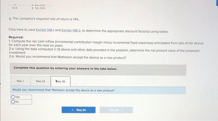 to be acquired to produce the device. The equipment would cost $216,000