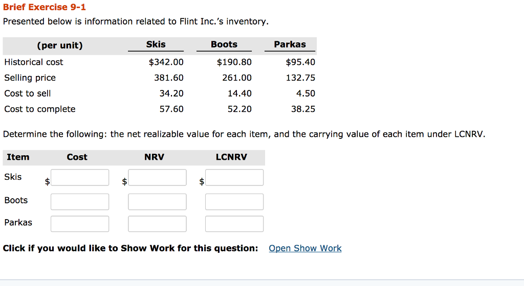  Brief Exercise 9-1 Presented below is information related to Flint Inc.