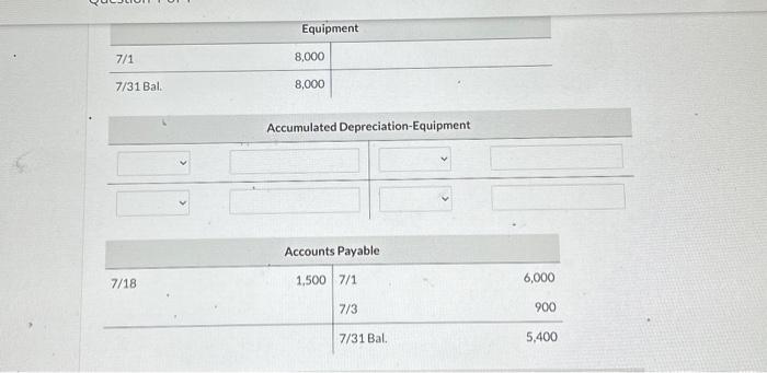 completed. July 1 Owner invested $12,000 cash in the company. 1 Purchased