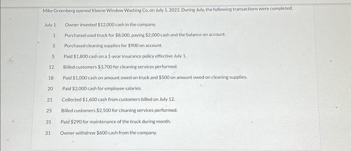 services performed. 18 Paid $1,000 cash on amount owed on truck and
