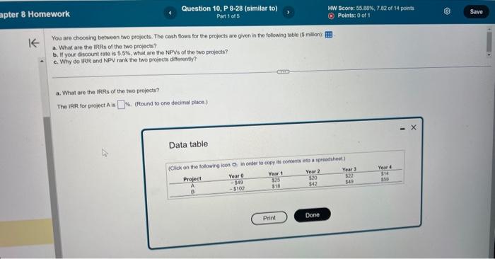  You are choosing between two projects: The cosh flows for the
