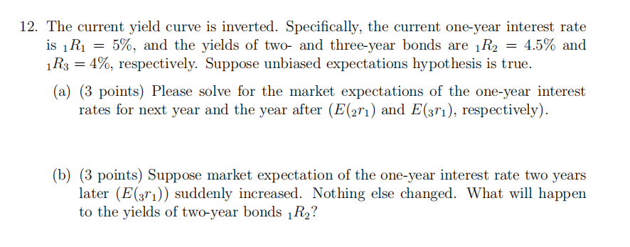 The current yield curve is inverted. Specifically, the current one-year interest