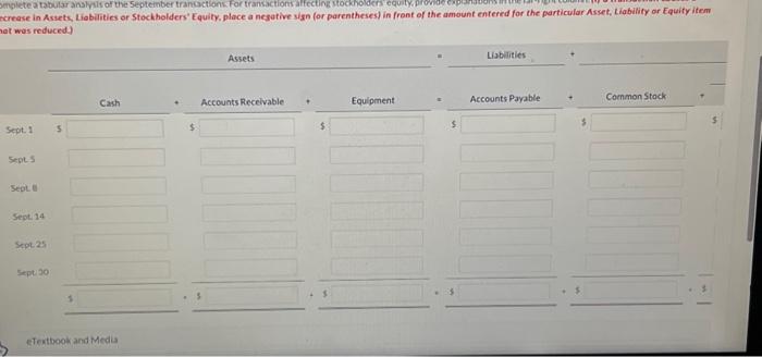 first month in business are presented below. Sept. 1 (a) 6 5