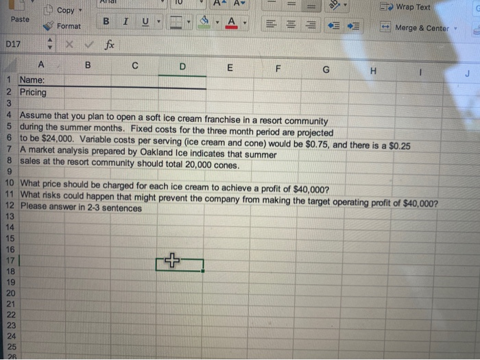  AY C Copy , alt Wrap Text Paste B U A