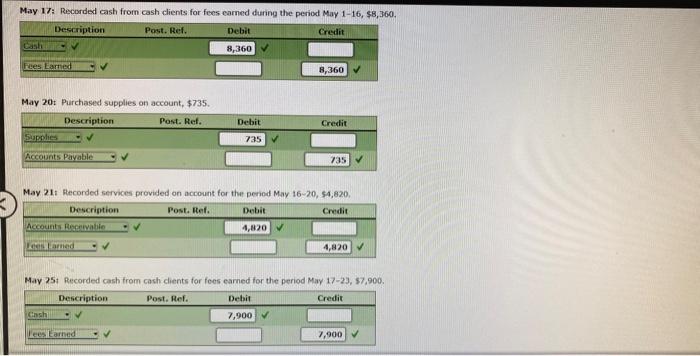 require an entry, leave it blank. May 3: Received cash from clients