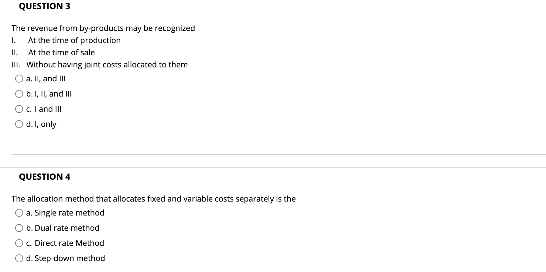 both fixed and variable costs is called a. Dual rate allocation b.