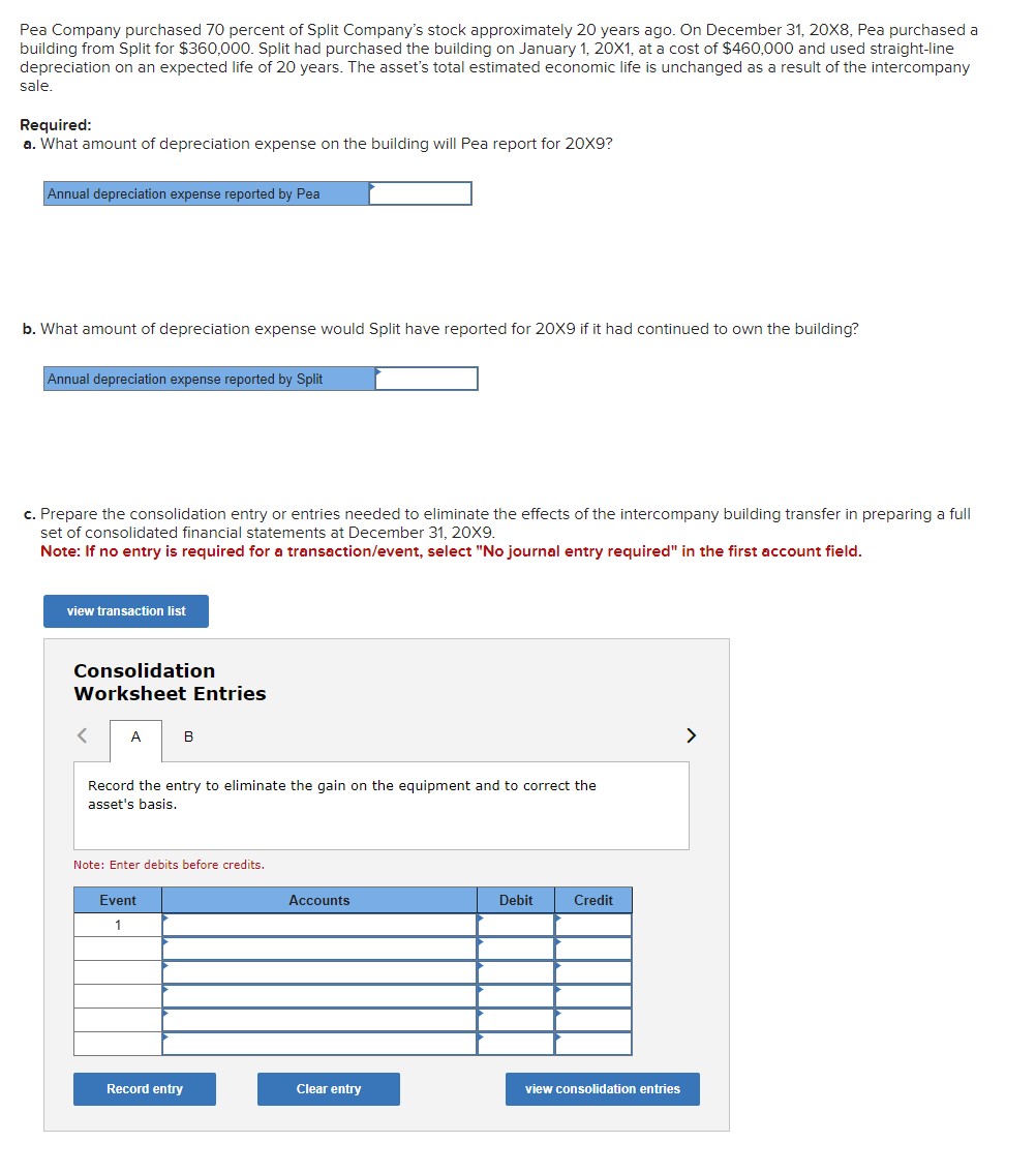 Pea Company purchased 70 percent of Split Company's stock approximately 20 years
