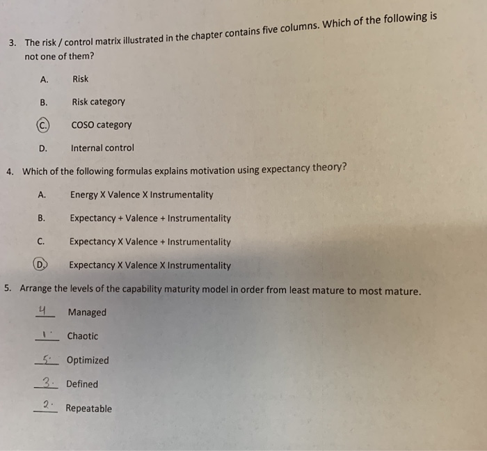  risk/ control matrik illustrated in the chapter contains five columns. Which