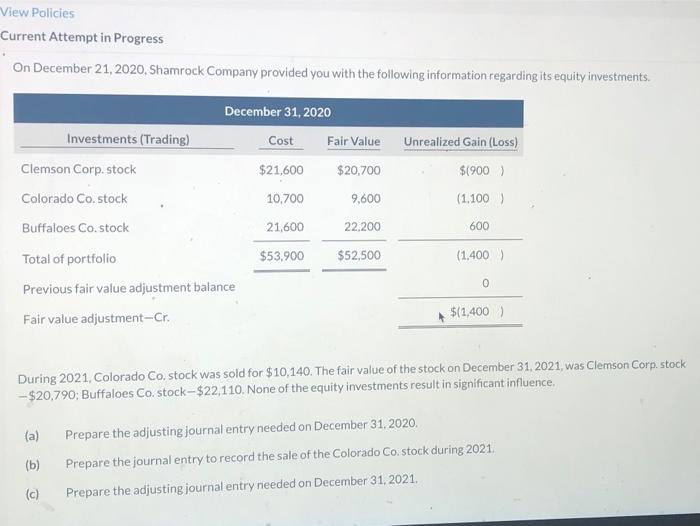  View Policies Current Attempt in Progress On December 21, 2020, Shamrock
