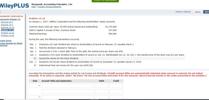  Weygandt, Accounting Principles, 12e PRINTER VERSSON Problem 14-1A On January 1,