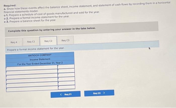 and sold for the year. -2. Prepare a formal income statement for