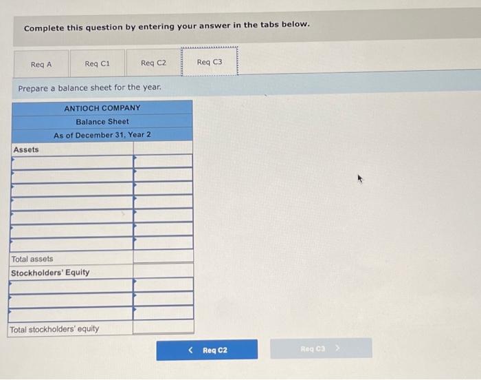 the year. -3. Prepare a balance sheet for the year. Complete this